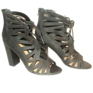 D Brand Women's Size 8 Black 4" Heels Sandals Tied Faux Suede Style: Detour